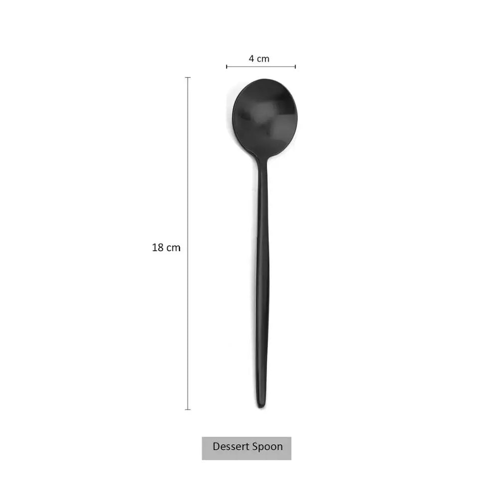 Matte Black Cutlery 18/10 Stainless Steel Flatware Set Kitchen Silverware Steak Tableware Dinnerware Spoon Fork Knife Chopsticks