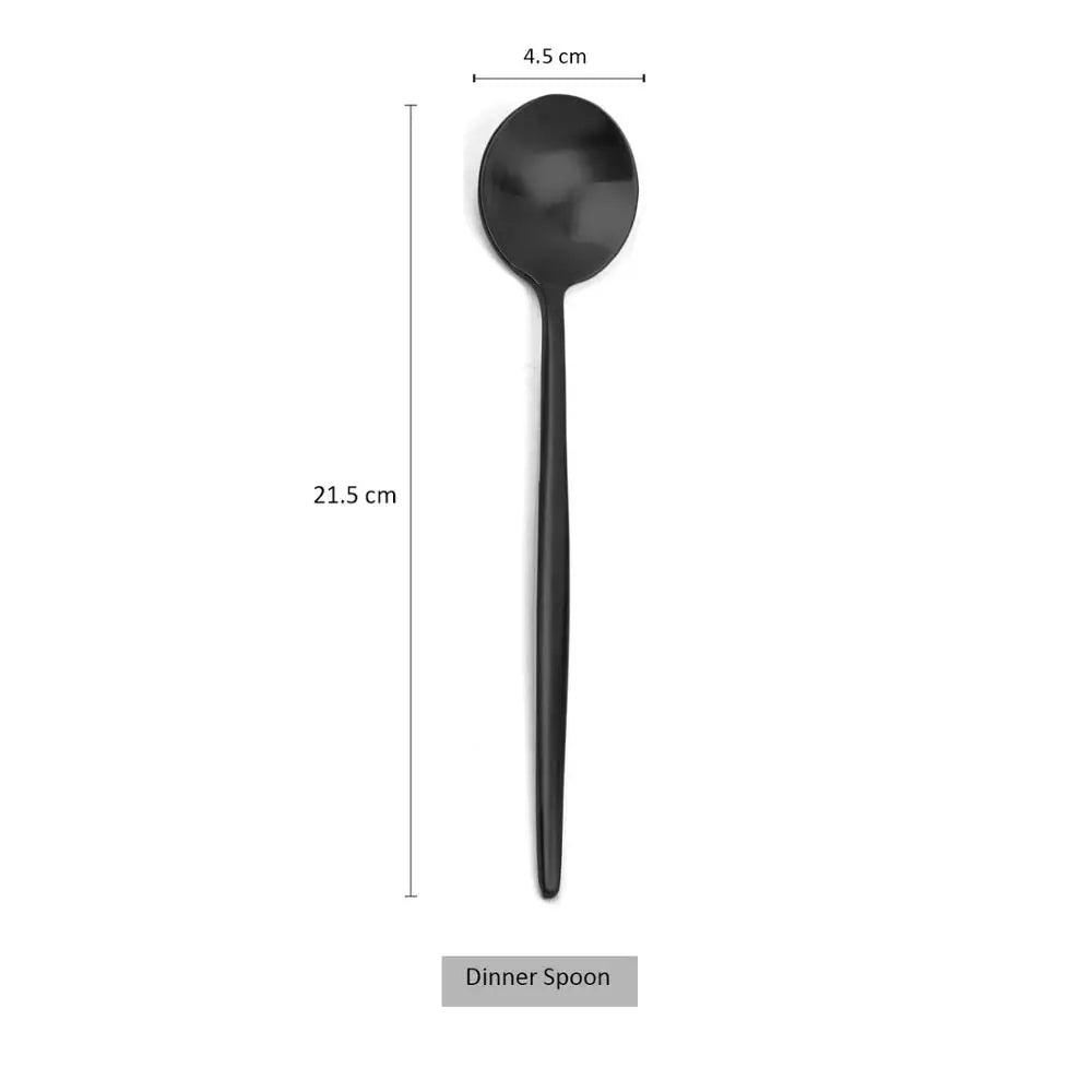 Matte Black Cutlery 18/10 Stainless Steel Flatware Set Kitchen Silverware Steak Tableware Dinnerware Spoon Fork Knife Chopsticks