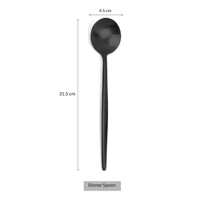 Matte Black Cutlery 18/10 Stainless Steel Flatware Set Kitchen Silverware Steak Tableware Dinnerware Spoon Fork Knife Chopsticks