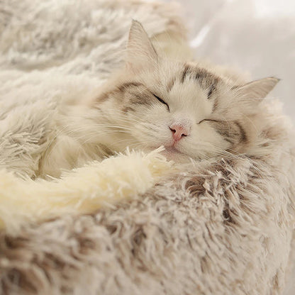 Calming Pet Bed – Anti-Slip Plush Cat Nest for Cats & Dogs