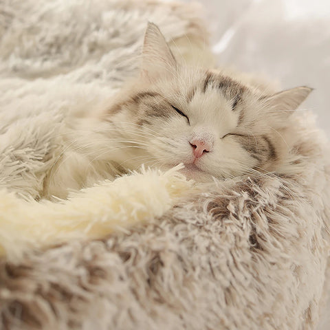 Calming Pet Bed – Anti-Slip Plush Cat Nest for Cats & Dogs