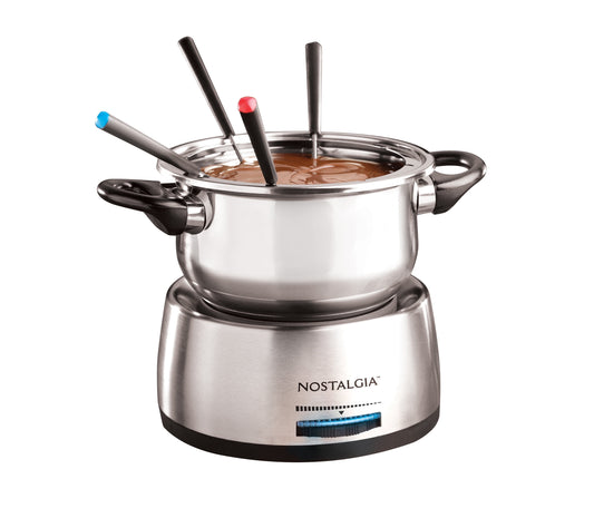 Stainless Steel Fondue Set, 6-Cup Electric Fondue Pot with Temperature Control