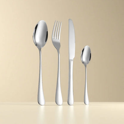 6-person set of 24 pieces, silver glossy cutlery set, exclusively for families and restaurants