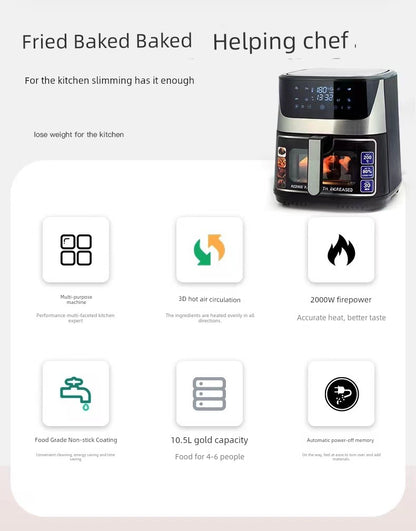 Visual Large Capacity 10.5 L Home Use and Commercial Use Mechanical Touch Screen Air Fryer Multi-Function All-in-One Machine Oven