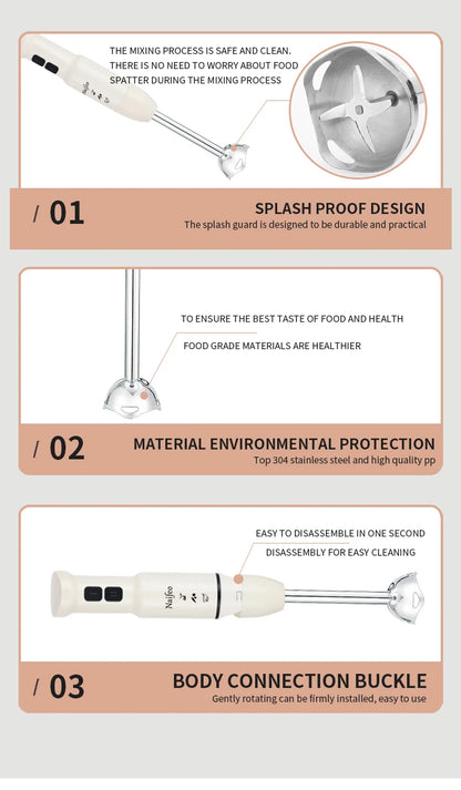 400W Powerful Motor Handheld Blender, Electric Mixer for Kitchen, Portable Blender for Smoothies, Food & Drink Preparation