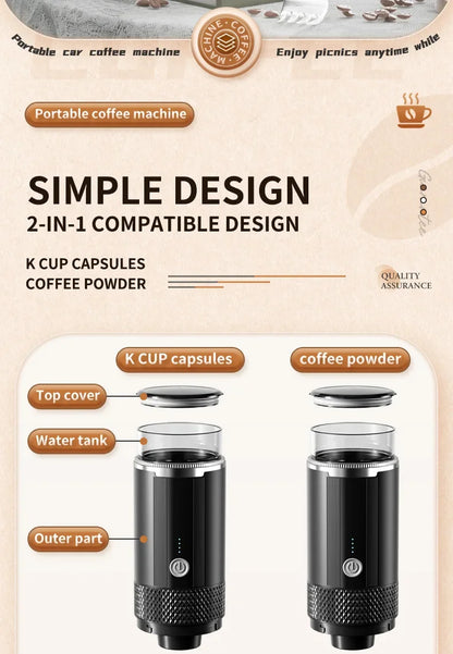 Portable Coffee Machine Maker Electric Capsule Ground Coffee Brewer Fit Powder Suitable Coffee Machine
