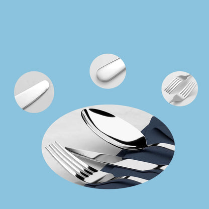 6-person set of 24 pieces, silver glossy cutlery set, exclusively for families and restaurants
