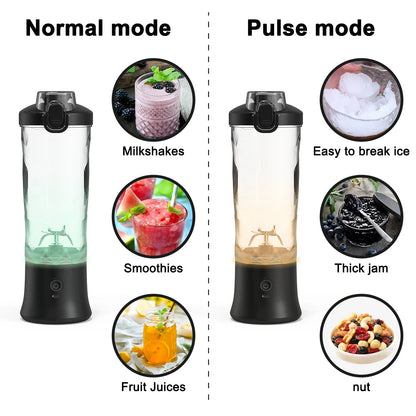 Portable Blender Personal Juicer - Kitchen 20oz USB Rechargeable 4000mAh Large Battery With 6 Blades for Smoothies Shakes Baby