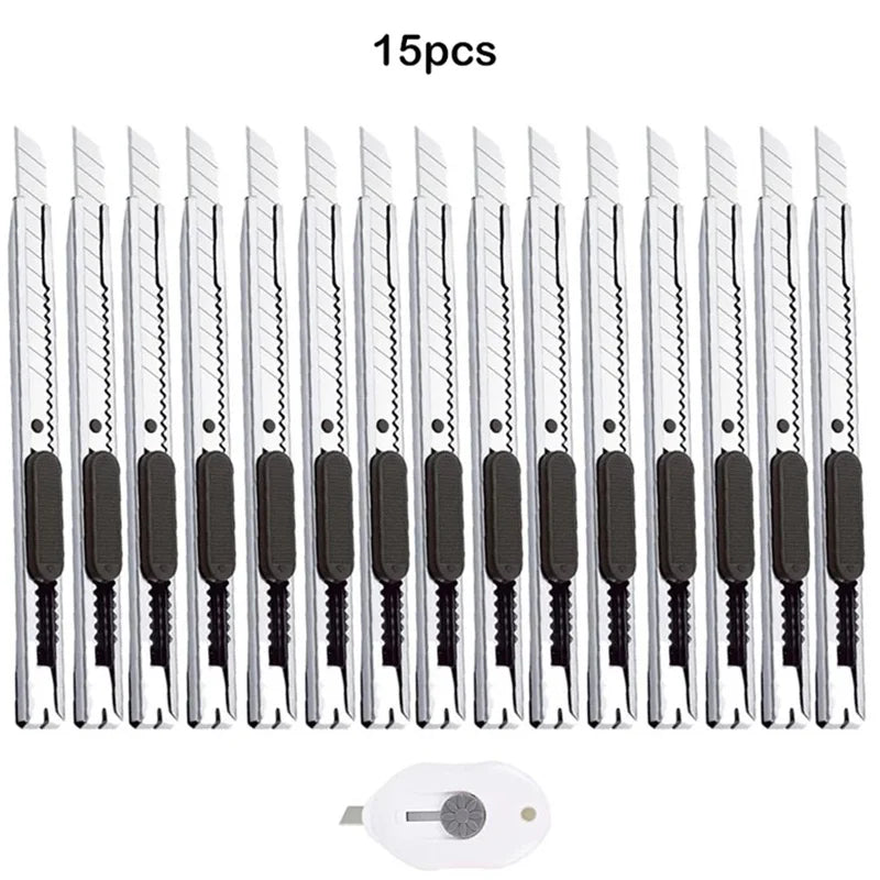 16pcs Utility Knife Stainless Steel Paper Cut Box Cutter Tools Kit Non-Slip Blades Unboxing Knife Handicraft Carving Tools
