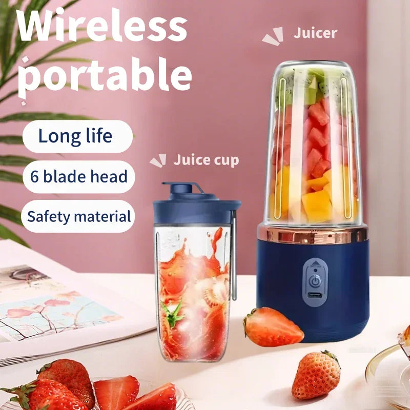 Portable Blender Bottle Electric 6 Blades Multifunction Juice Blender Fresh Juice Smoothie Blender Ice CrushCup Food Processor
