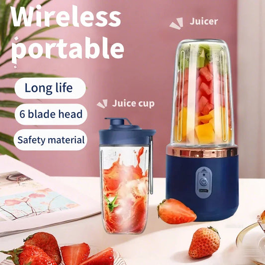 Portable Blender Bottle Electric 6 Blades Multifunction Juice Blender Fresh Juice Smoothie Blender Ice CrushCup Food Processor