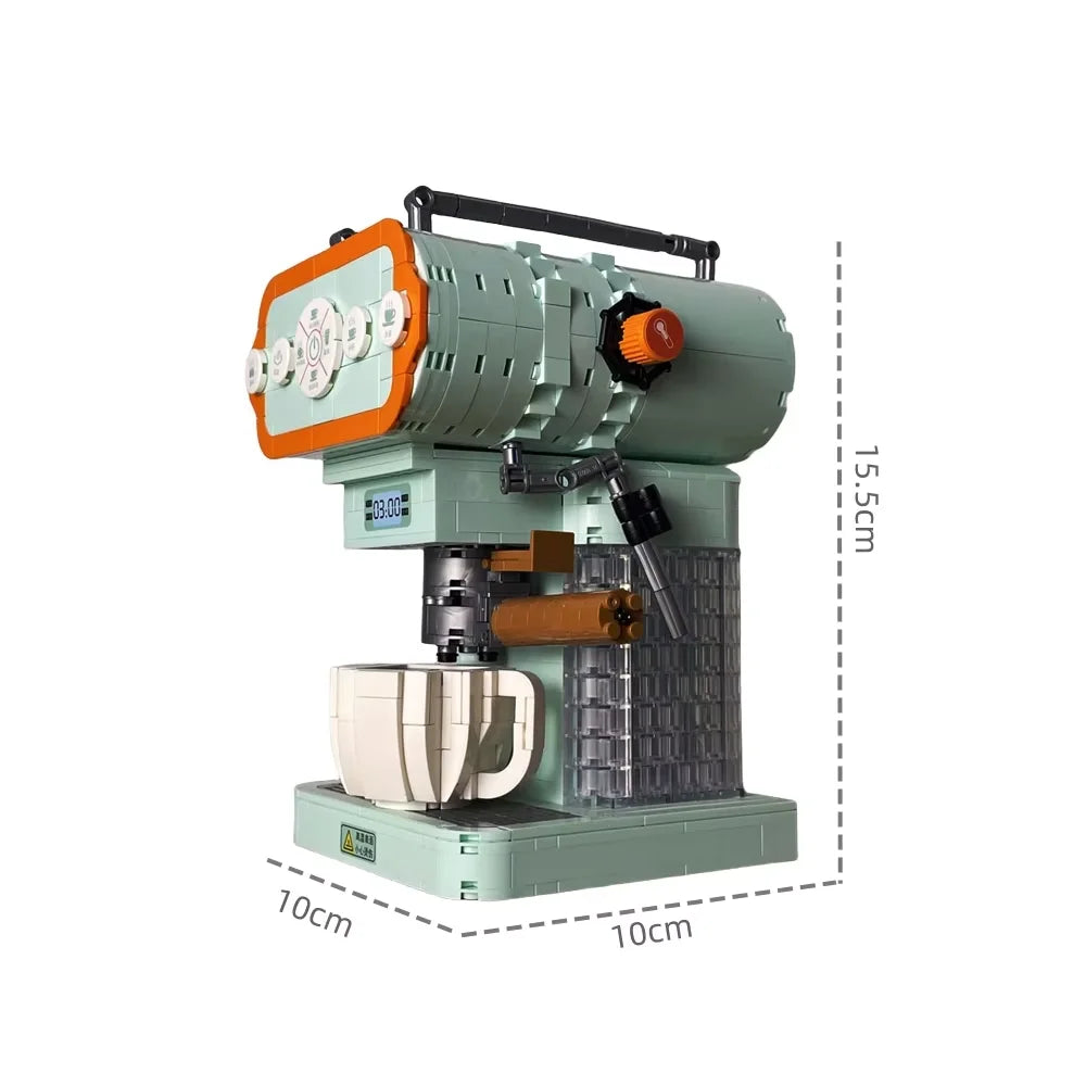 Coffee Maker Model Building Blocks Toys Diverse Coffee Machine Designs Kids Pretend Play Store Tool Collectibles and Decorative