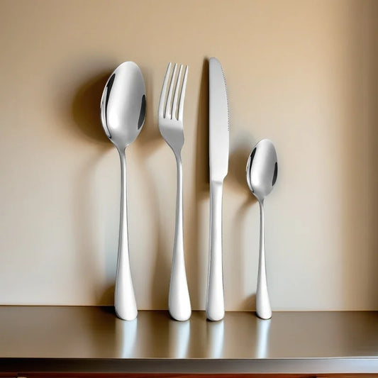 6-person set of 24 pieces, silver glossy cutlery set, exclusively for families and restaurants