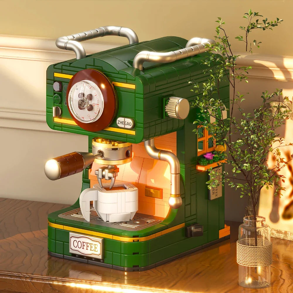 Coffee Maker Model Building Blocks Toys Diverse Coffee Machine Designs Kids Pretend Play Store Tool Collectibles and Decorative