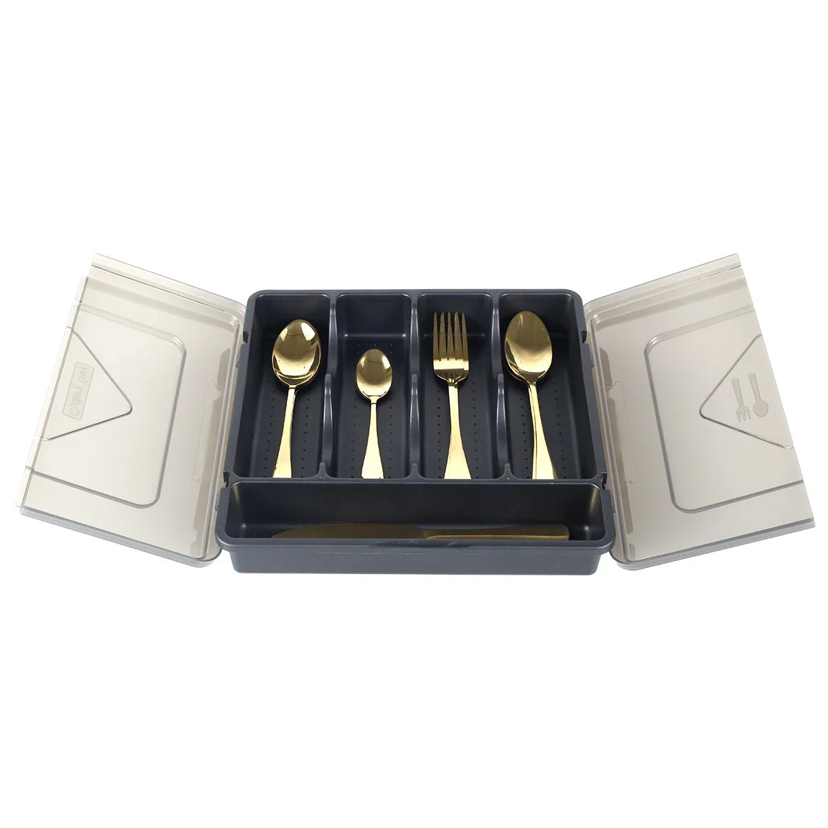 Cutlery Organiser for Kitchen Drawers Portable Cutlery Storage Box with Transparent Lid Sealed Dustproof Cutlery Organiser Trays