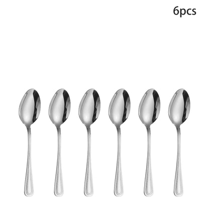4/6/16/24pcs Stainless steel silver cutlery including steak knife, fork and spoon, family hotel restaurant western cutlery