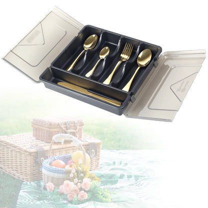 Cutlery Organiser for Kitchen Drawers Portable Cutlery Storage Box with Transparent Lid Sealed Dustproof Cutlery Organiser Trays