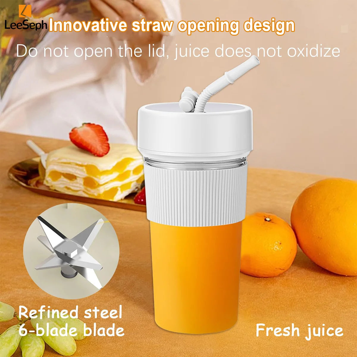 Portable Blender Cup, Electric Juicer Blender, Mini Blender Portable Blender For Shakes and Smoothies, for Home, Gym, Office
