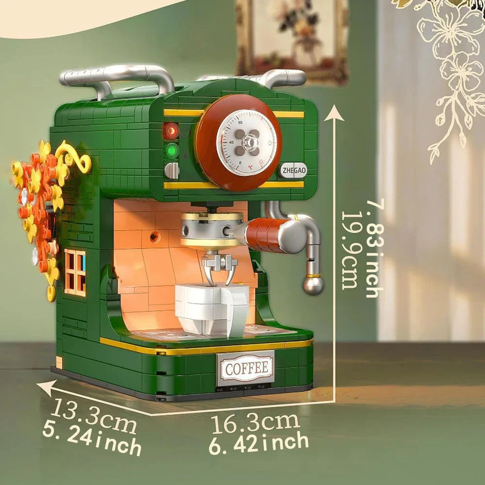 Coffee Maker Model Building Blocks Toys Diverse Coffee Machine Designs Kids Pretend Play Store Tool Collectibles and Decorative