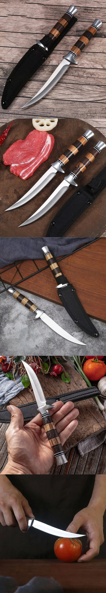 Stainless Steel Sashimi Knife Cleaver Meat Fish Filleting Knife Wood Handle Butcher Kitchen Knife Chef Slicing Cooking Tools