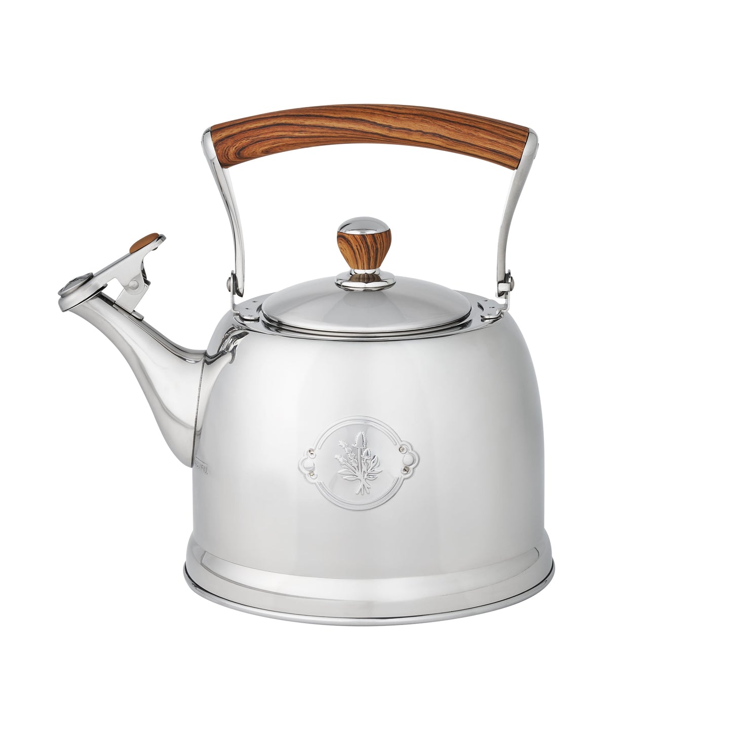1.8 Qt Stainless Steel Stovetop Whistling Tea Kettle Pot with Folding Handle, Silver
