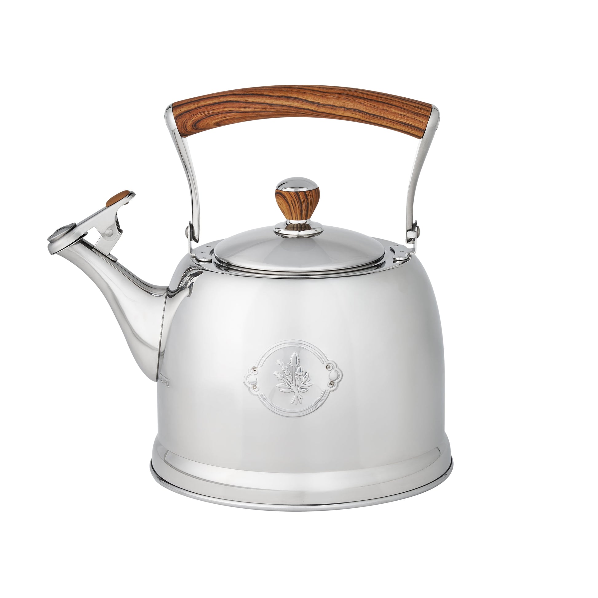 1.8 Qt Stainless Steel Stovetop Whistling Tea Kettle Pot with Folding Handle, Silver