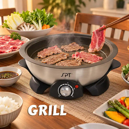 Shabu Shabu 3 Qt. Stainless Steel Electric Multi Cooker With-Glass Lid