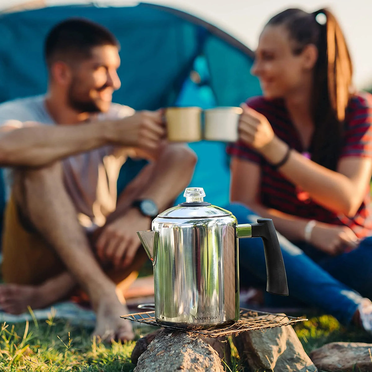 Stainless Steel Coffee Percolator Stovetop, Percolator Coffee Pot, Excellent for Camping Coffee Pot, 37Oz 5-8 Cup Stove Top Coffee Maker, Stainless Steel Coffee Percolator
