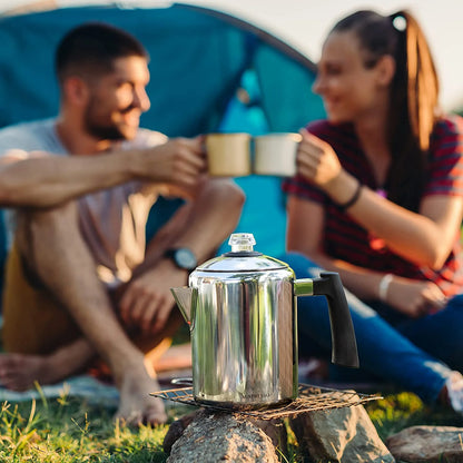Stainless Steel Coffee Percolator Stovetop, Percolator Coffee Pot, Excellent for Camping Coffee Pot, 37Oz 5-8 Cup Stove Top Coffee Maker, Stainless Steel Coffee Percolator