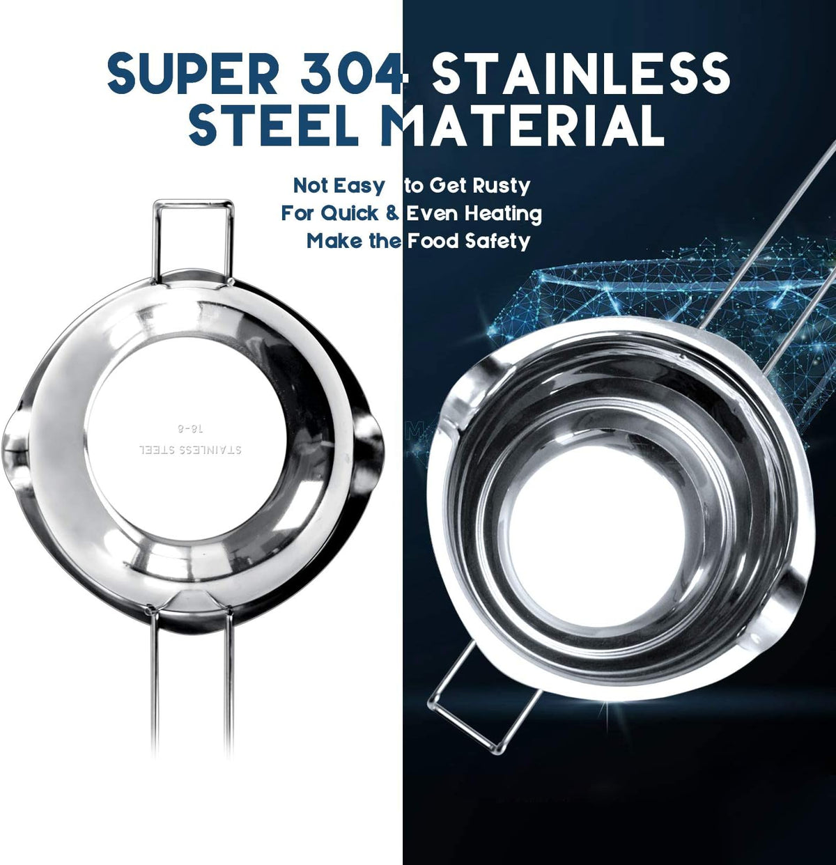 600Ml/20Oz 304 Stainless Steel Double Boiler Pot, Melting Pot with Large Serving Spoon for Butter Chocolate Candy Butter Cheese, Candle Making Pot
