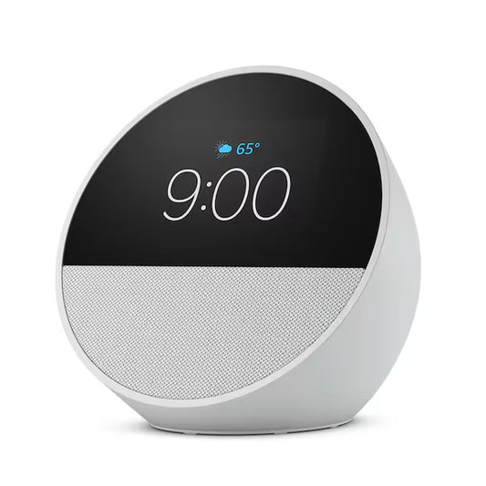 Echo Spot (2024 Release), Smart Alarm Clock with Vibrant Sound and Alexa - Glacier White