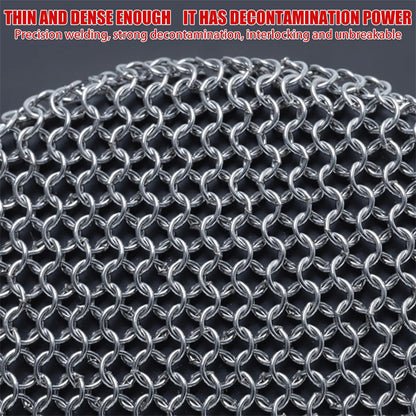 Cast Iron Scrubber 316 Stainless Steel Cast Iron Scrubber with Handle Steel Wool Scrubber round Chainmail Scrubber Brush Kitchen Gadgets