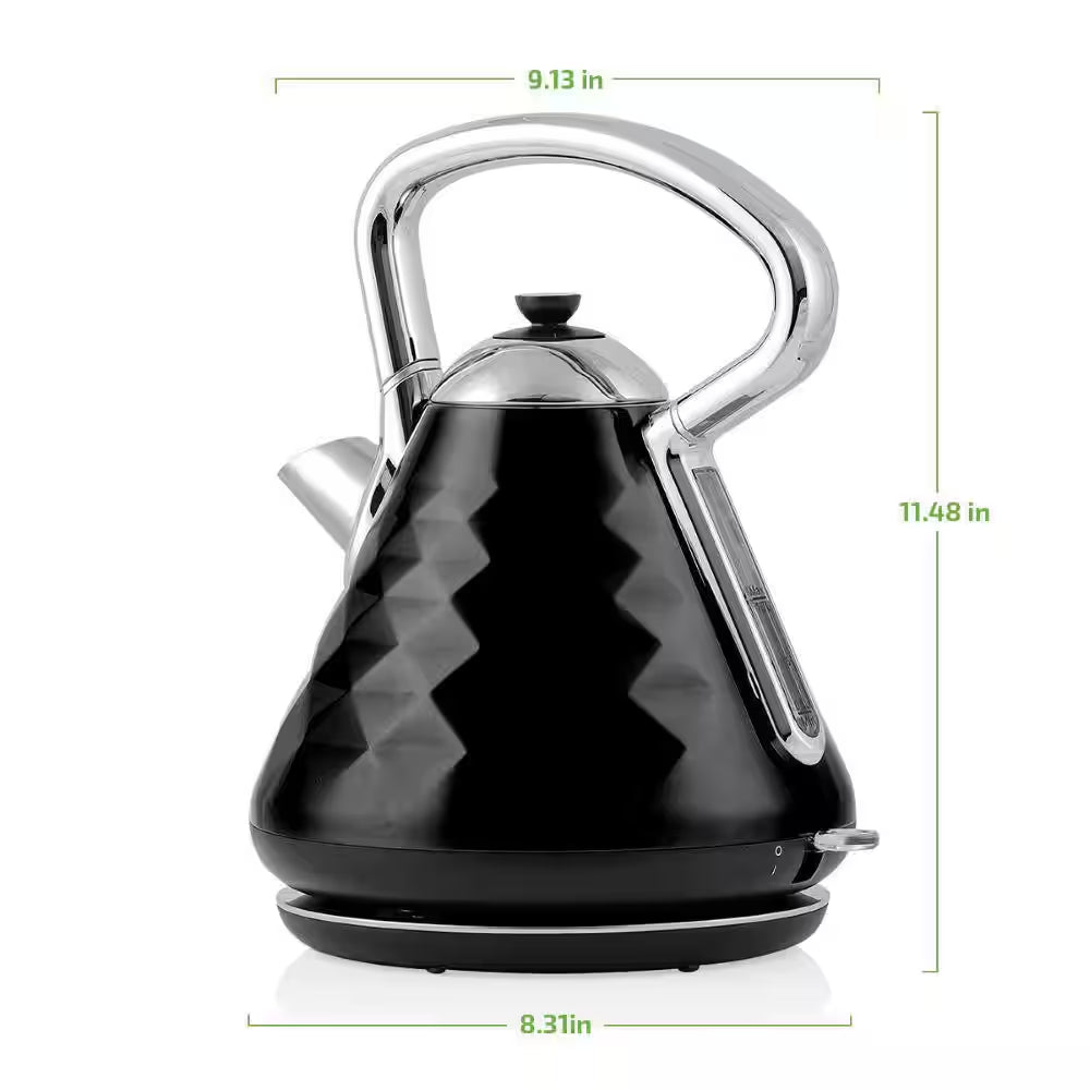 Cleo Collection 7.1-Cup Black Electric Kettle with Boil-Dry Protection and Auto Shut-Off