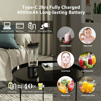 2025 New Portable Multifunctional High-Power Juicer Strong Motor Fast Crush 4000Mah Battery Indoor Outdoor Dual-Use Juice Cup