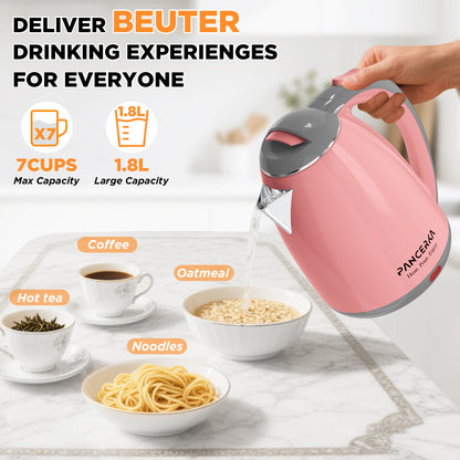 Electric Kettle, 1.8L Tea Kettle for Coffee or Tea, Fast Boiling, Auto Shut-Off, Pink