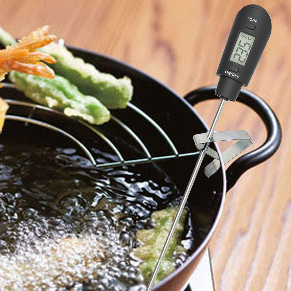 Digital Candy Thermometer Spatula Thermometer Meat Thermometer with Pot Clip & 9" Probe – Fast Instant Read Digital Food Thermometer for Candy Chocolate Jam Meat, BPA Free Silicon Frying