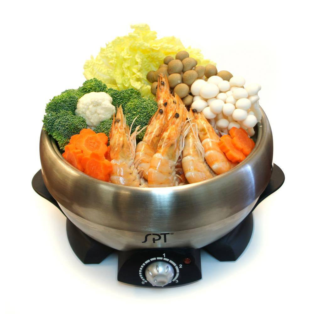Shabu Shabu 3 Qt. Stainless Steel Electric Multi Cooker With-Glass Lid