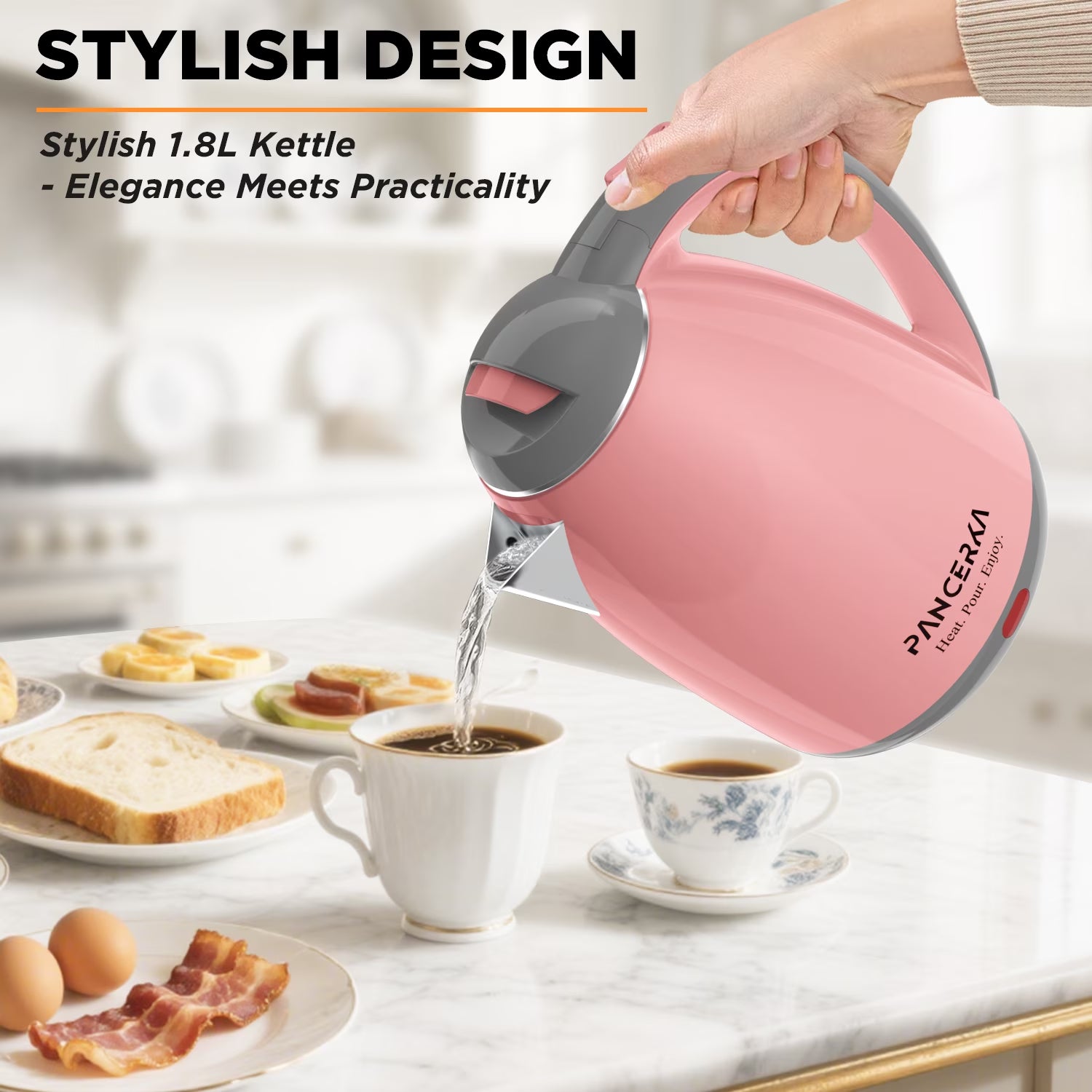 Electric Kettle, 1.8L Tea Kettle for Coffee or Tea, Fast Boiling, Auto Shut-Off, Pink