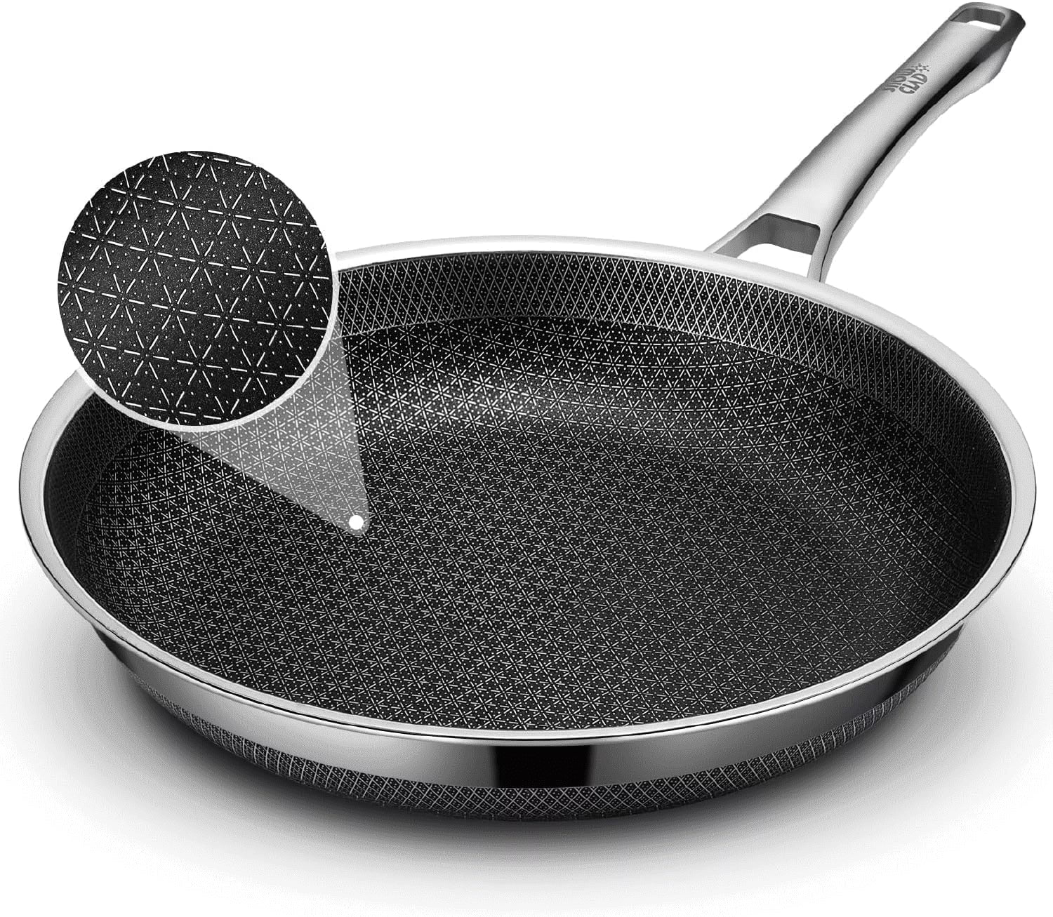 Non Stick Frying Pans,Hybrid 10 Inch Frying Pans Nonstick,Non Stick Stainless Steel Skillets,Dishwasher and Oven Safe, Works on Induction,Ceramic and Gas Cooktops