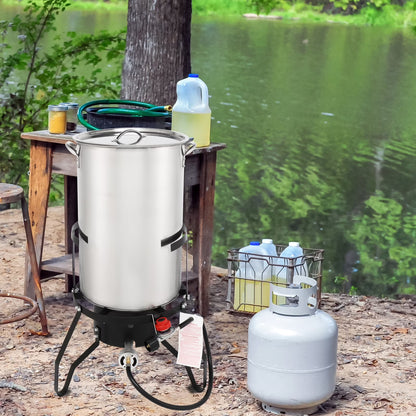 50Qt Propane Fryer Kit Turkey Fryer Fish Fryer Outdoor Fryer Stainless Steel Propane Boil Pot Portable Deep Frying/Boiling
