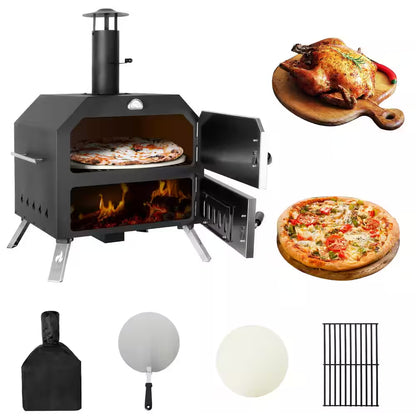 Wood Fired Portable Patio Ovens Outdoor Pizza Oven, 15 In. Black