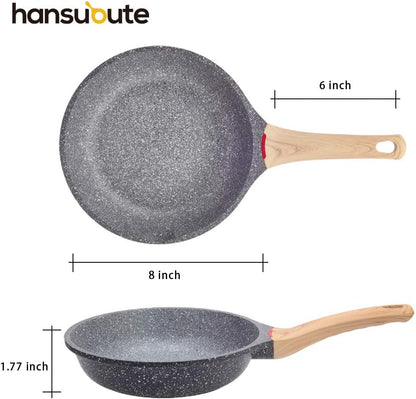 Induction Nonstick Frying Pan,Light Weight Skillet,Healthy Non Toxic Omelet Pan,All Stoves Compatible Egg Pan (Grey, 8Inch)