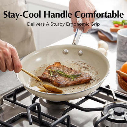 Nonstick Frying Pans Set Pans for Cooking Ceramic Frying Pan Set with Stay Cool Handle