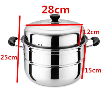 CAKEHOUD Multifunctional Large-Capacity Cooking Pot for Household Stainless Steel Two-Layer and Three-Layer Thick Steam Soup Pot