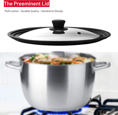Universal Lids for Pots, Pans and Skillets - Tempered Glass with Vented Silicone Rim and Heat-Resistant Handle - Fits Multiple Cookware Sizes - Dishwasher & Microwave Safe (Single, 11",12",12.5")