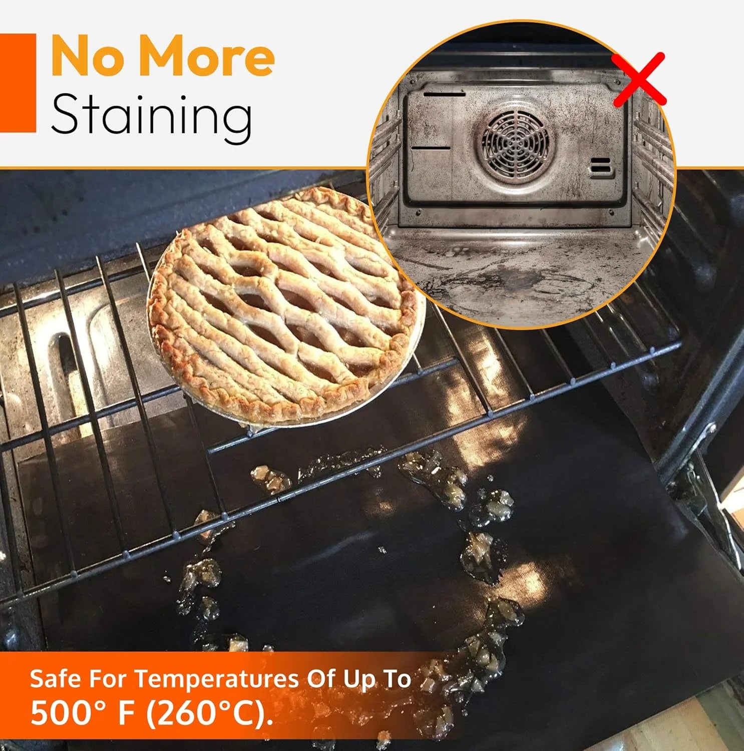 Large Thick Heavy Duty 3 Pack Non Stick Teflon Oven Liners Mat, 17"X 25", for Bottom of Electric Oven Gas Oven Microwave Charcoal or Gas Grills