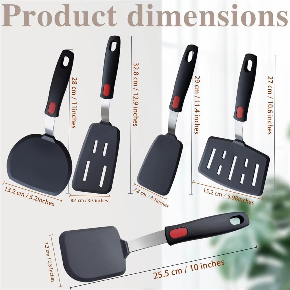 Silicone Spatula for Non Stick Pots High-Temperature Resistant High Quality Stir Spring Steel Fry Spatula Tool Kitchen Utensils