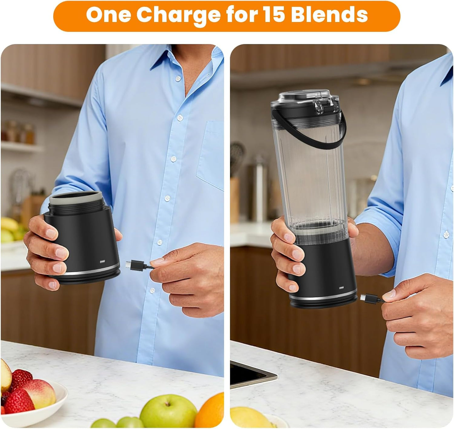 Personal Size Portable Blender for Shakes & Smoothies, 16Oz Mini Small Smoothie Blender with on Go Lid & Sip Lid, 26000RPM Rechargeable Cordless Electric Blender for Travel Gym Office