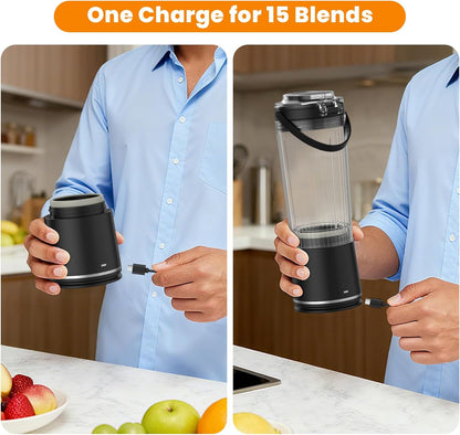 Personal Size Portable Blender for Shakes & Smoothies, 16Oz Mini Small Smoothie Blender with on Go Lid & Sip Lid, 26000RPM Rechargeable Cordless Electric Blender for Travel Gym Office