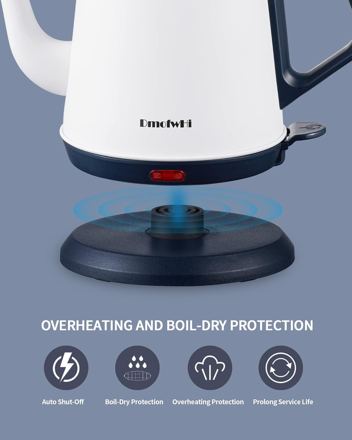 Gooseneck Electric Kettle(1.0L),1000W Electric Tea Kettle of 304 Stainless Steel,Auto Shut Off,Coffee Kettle for Pour over and Tea -White